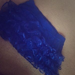 Blue mini skirt with ruffles